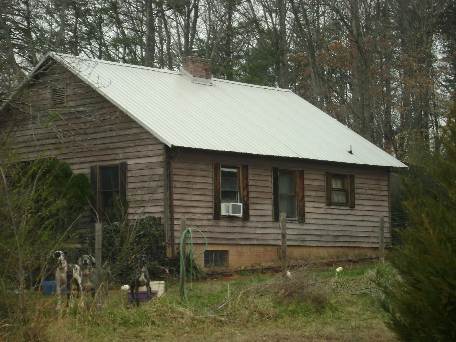 White metal roof on an old wood sided farmhouse, from a Asphalt Shingle Roof Repair job in Troutville